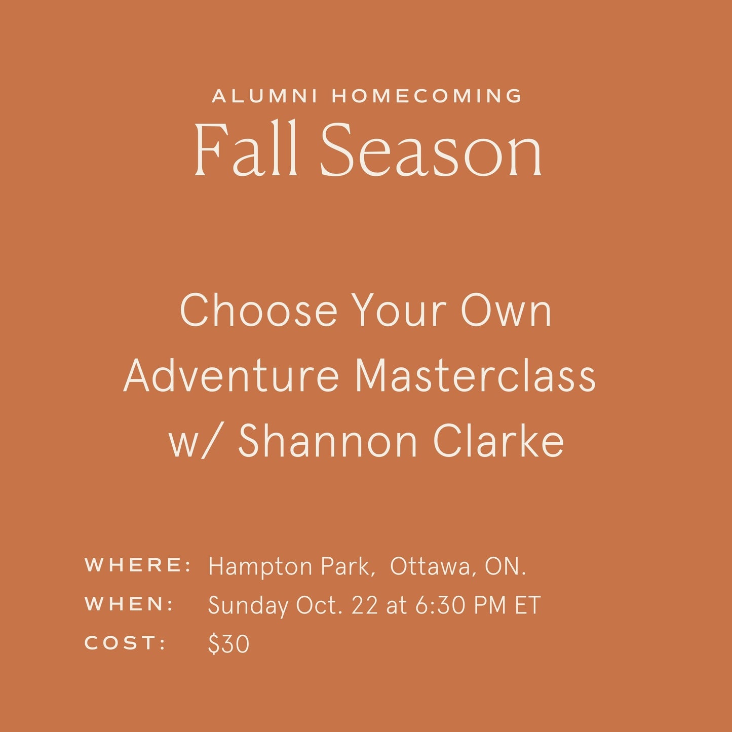 Week #1 - Choose Your Own Adventure Masterclass w/ Shannon Clarke