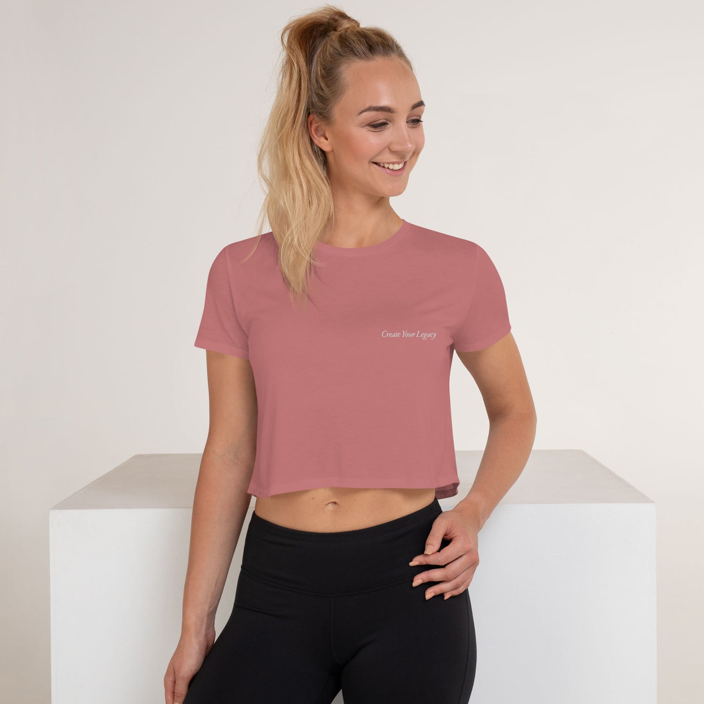 The Mind Rebel™ Academy Embroidered Crop Tee - Mauve