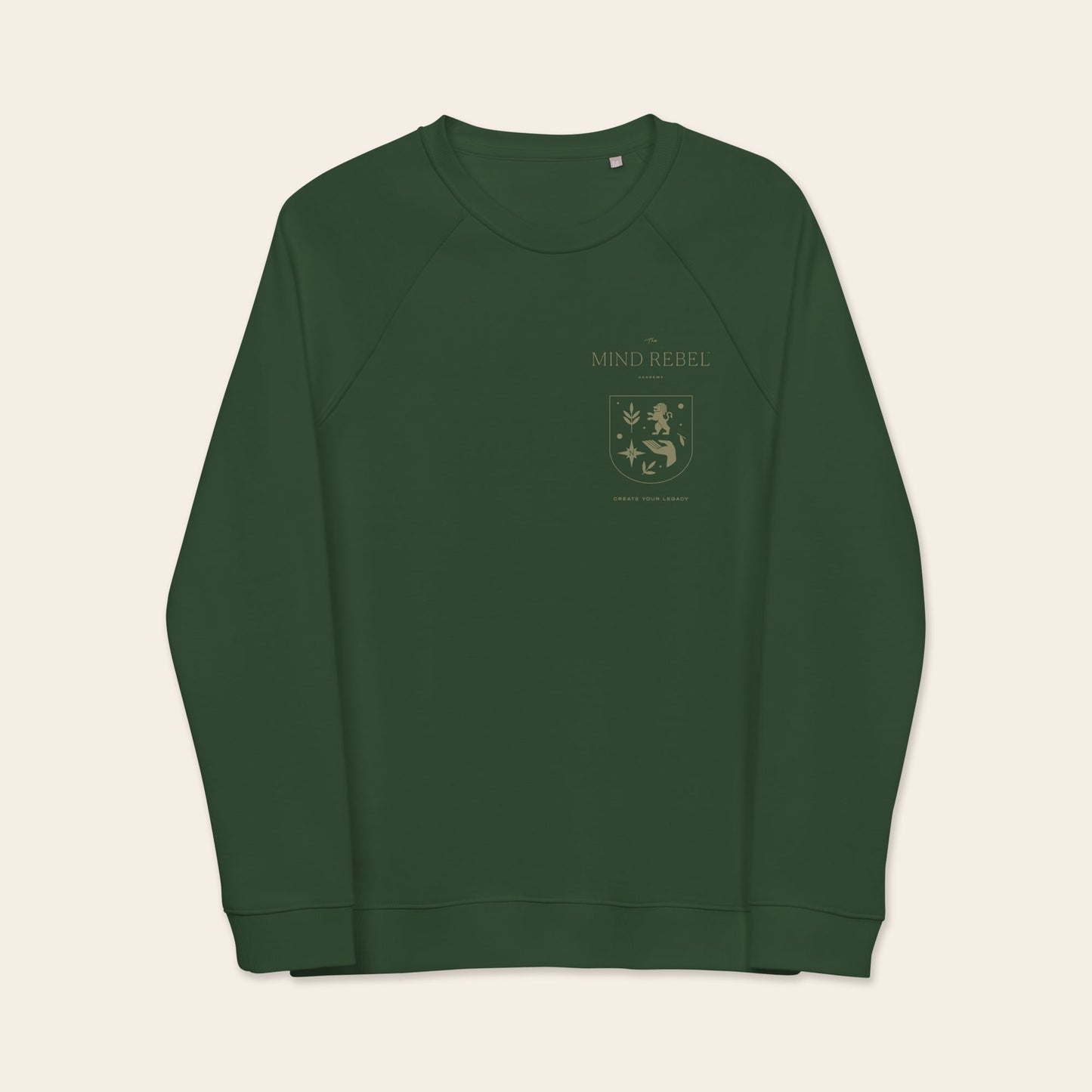 The Mind Rebel™ Academy Unisex Organic Raglan Sweatshirt - Bottle Green