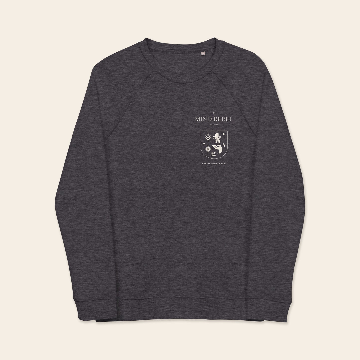 The Mind Rebel™ Academy Unisex Organic Raglan Sweatshirt - Charcoal Melange