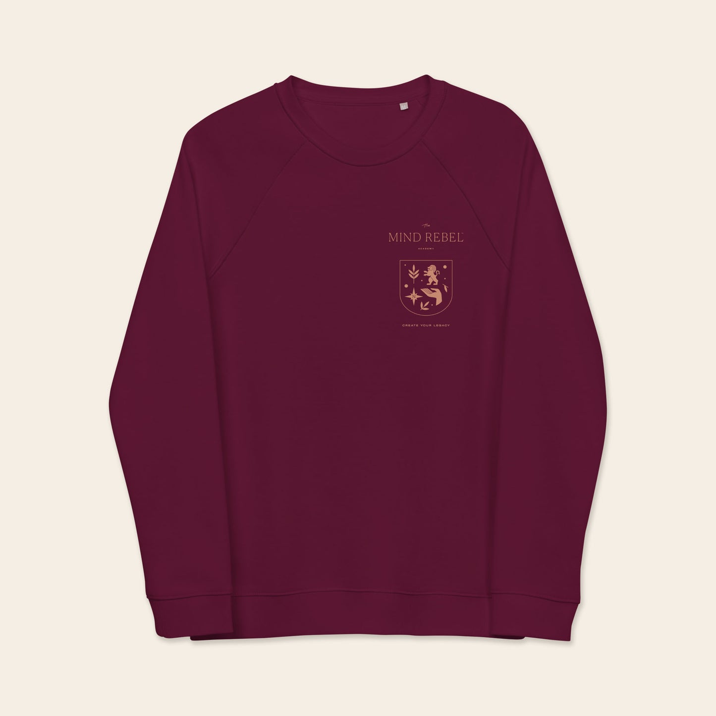 The Mind Rebel™ Academy Unisex Organic Raglan Sweatshirt - Burgundy